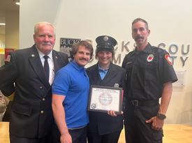 Assistant Chief Joe Connolly, FF-In-Training Chuck Ward, Firefighter Tiffany Kitner, & Firefighter Josh Everetts.  